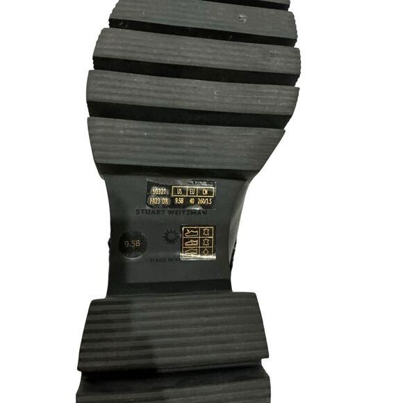 Stuart Weitzman Soho Chill Suede Shearling Loafer Mule Black 9.5B Platform - Picture 12 of 12